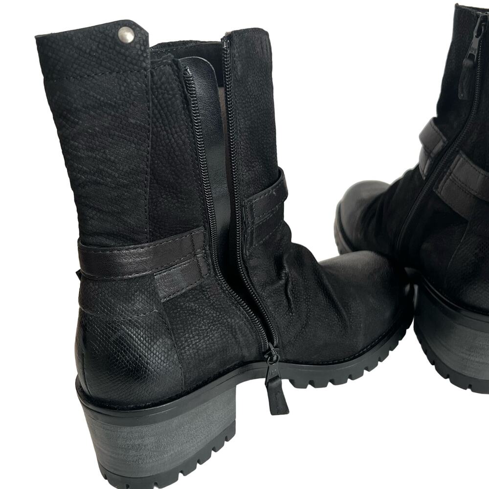 Miz Mooz Marjorie Leather Wraparound Ankle Strap Moto Boots Size 42 EU - Picture 5 of 14